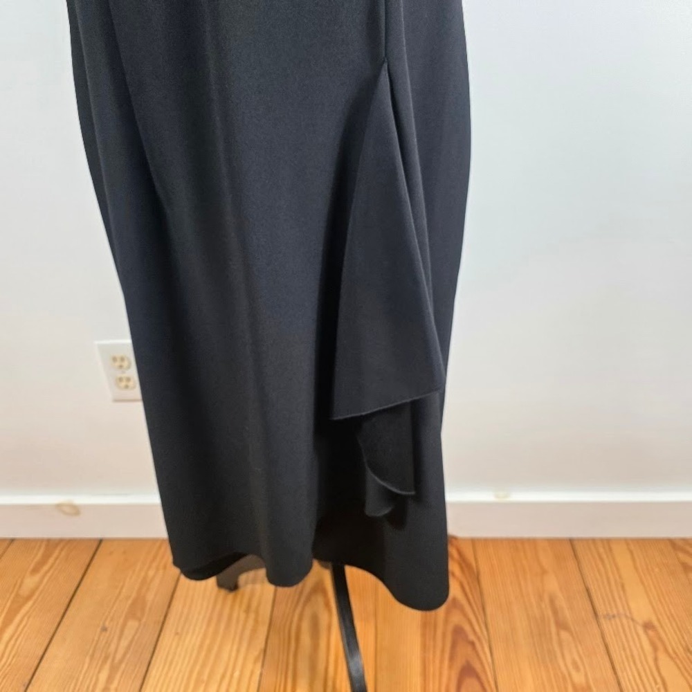 Talbots Sheath Dress Women 18 Black V-Neck Side Ruffle Short Sleeve New - Picture 7 of 9